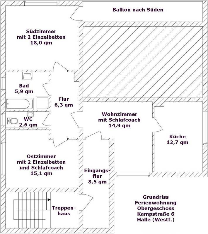 Ferienwohnung für 4 Personen, mit Balkon und Ausblick in Halle (Westfalen) - 4