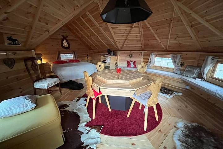 Finnish Kota with Jacuzzi, sauna, heated swimming pool and wellness treatments in Voissant, La Tour-du-Pin region