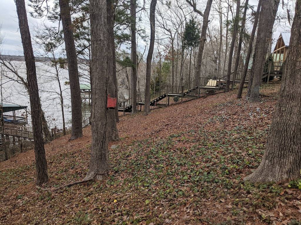 Toledo Bend on Lanana Bay Waterfront Camp Boathouse Dock Subdivision Boat Launch in Zwolle (USA), Toledo Bend Reservoir