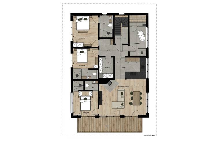 Hütte für 6 Personen, mit Balkon und Balkon/Terrasse sowie Sauna in Reit im Winkl - 4