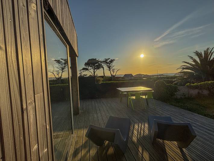Maison de vacances pour 4 personnes, avec terrasse ainsi que jardin et vue sur l’océan
