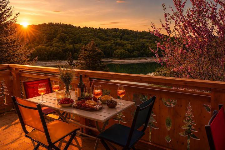 Gîte pour 11 personnes, avec Terrasse ainsi que Jardin et Vue dans Mérona