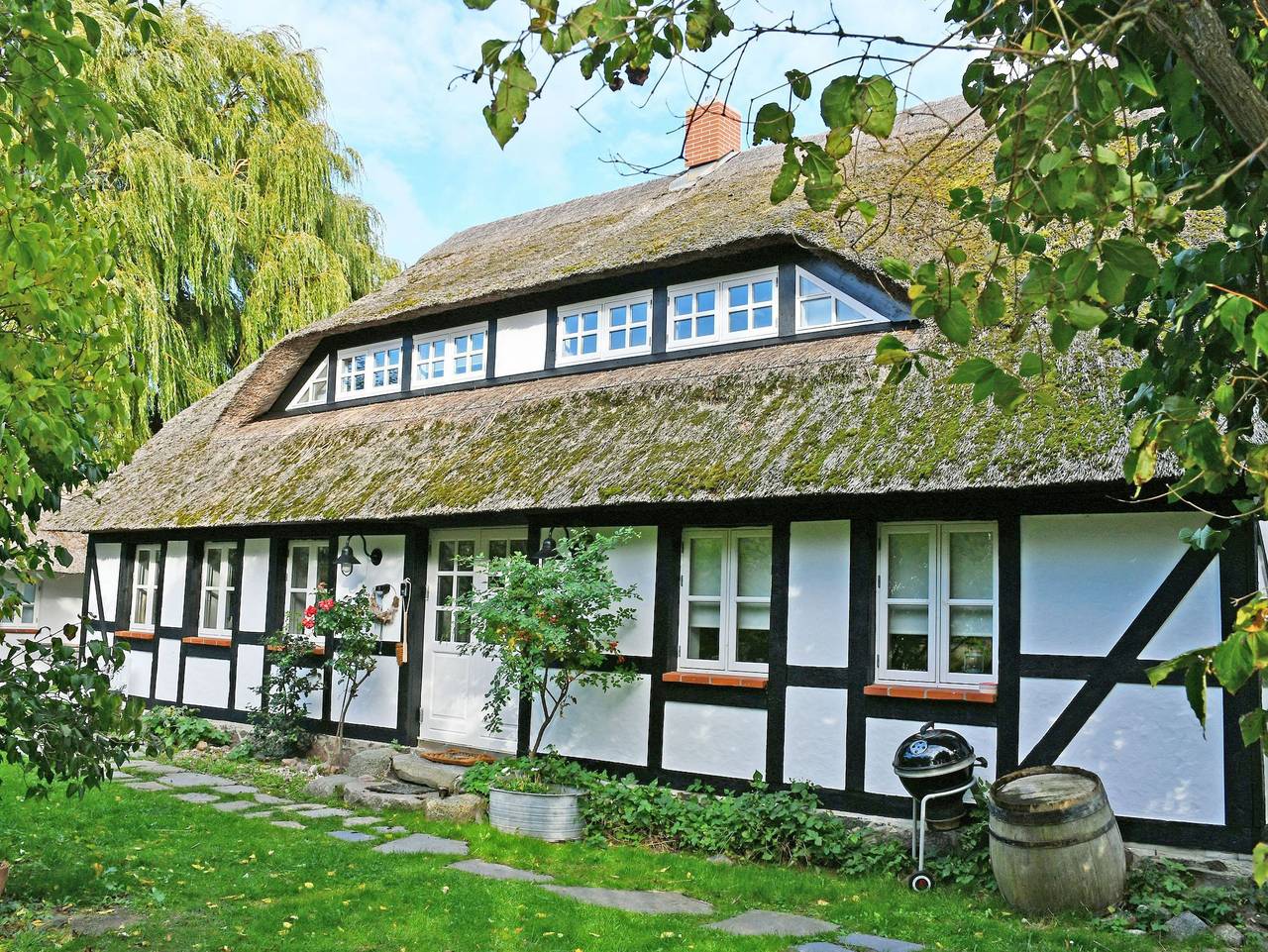 Ganze Ferienwohnung, Ferienhaus Boddenblick unterm Reetdach mit Kamin und Sauna in Gager, Mönchgut