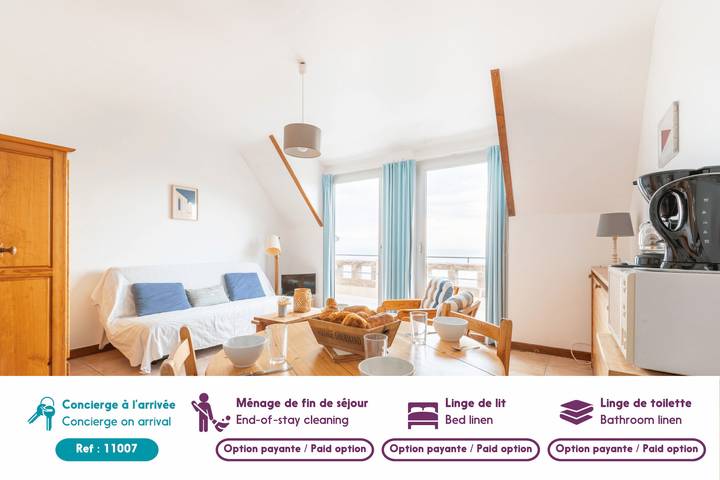 Estudio entero, Studio avec grande terrasse et vue mer pour 3 in Pléneuf-Val-André, Côte d’Émeraude