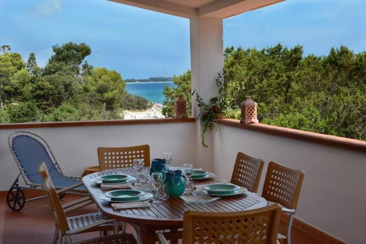 Ferienhaus für 4 Personen, mit Balkon und Terrasse sowie Garten und Ausblick