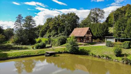 Gîte pour 6 personnes, avec vue ainsi que vue sur le lac et jardin, animaux acceptés à Lembach
