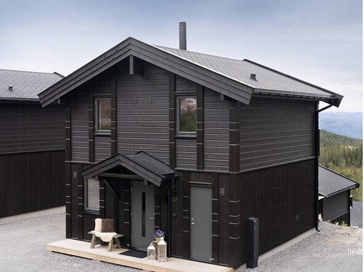 Neu gebaute Hütte bei Norefjell mit Bergpanorama in Norefjell, Krødsherad