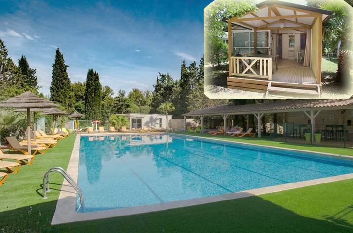 Camping pour 5 personnes, avec Jacuzzi et Terrasse ainsi que Jardin et Bassin pour enfant à Vidauban