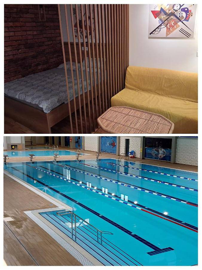 Appartement de vacances pour 4 personnes, avec terrasse ainsi que vue et piscine