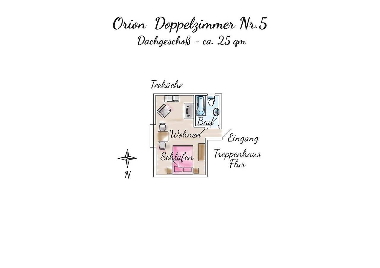 Gästehaus Orion - Doppelzimmer #5 in Spiekeroog