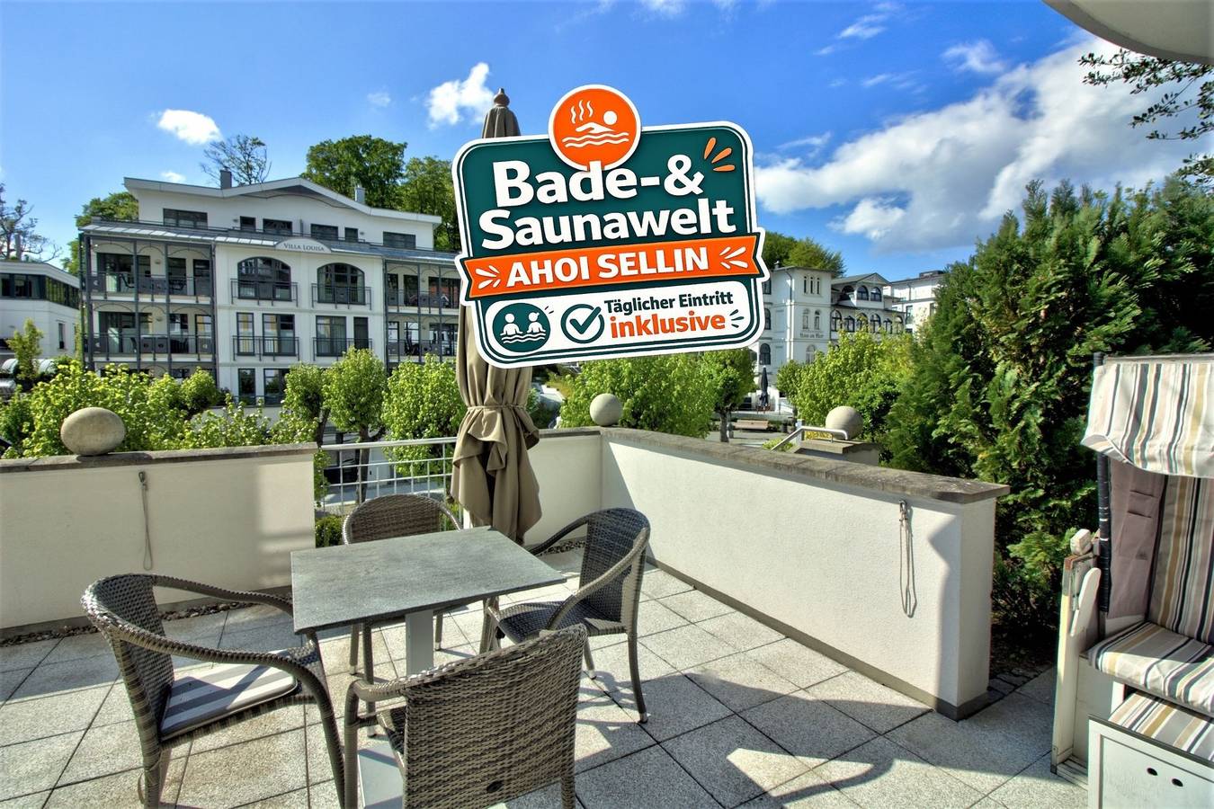 Apartamento vacacional entero, Villa Rosa, App. 1 - Bade- & Saunawelt täglich inklusive in Sellin, Rügen