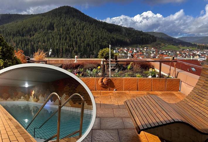 Ferienwohnung für 3 Personen, mit Balkon und Terrasse sowie Garten und Pool