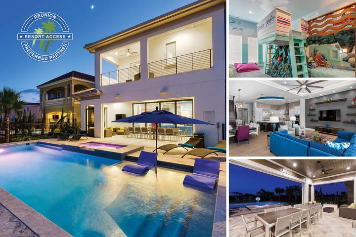 Villa for 14 people, with balcony/terrace and pool as well as children pool in Reunion Resort