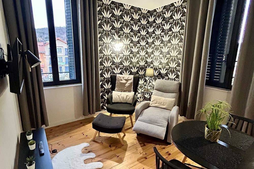 Entire apartment, 2-person air-conditioned 1-bedroom apartment near Aïga Resort Grand Suchet 201 in Châtel-Guyon, Volcans d'Auvergne Regional Nature Park