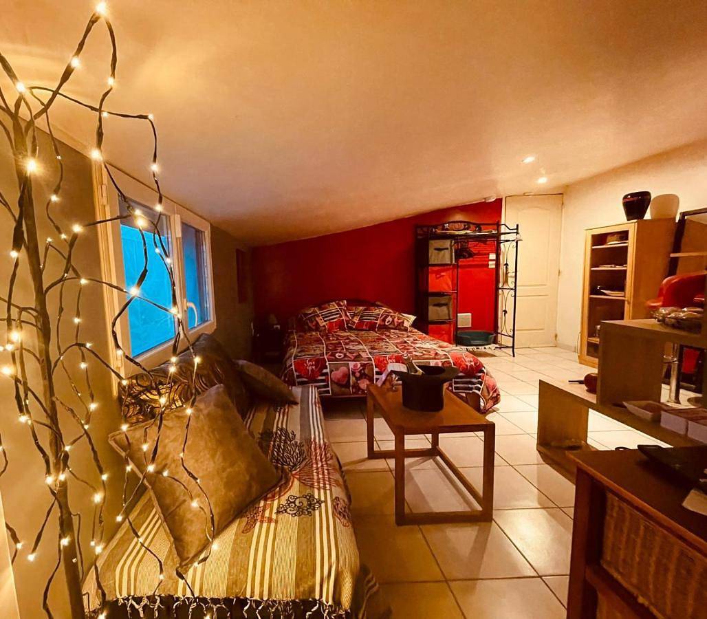Résidence Caenee, le dépaysement Naturiste en été avec l'atypique studio climatisé "vintage" en sous pente, sa "paillote" avec jacuzzi, entouré de verdure, planchagrill, transats, vélos gratuits, wifi 5G, Travel Proud Lgbtqi, chiens admis in Marseillan, Côte méditerranéenne (France)