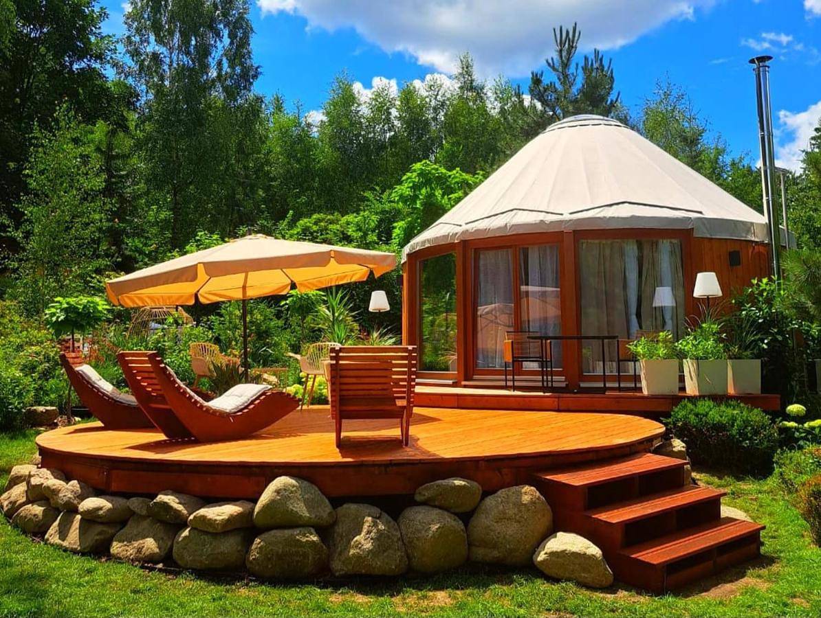 Domek w Karkonoszach Jurta Karkonoska z sauną jacuzzi i balią ogrodową in Przesieka, Sudety (Polska)