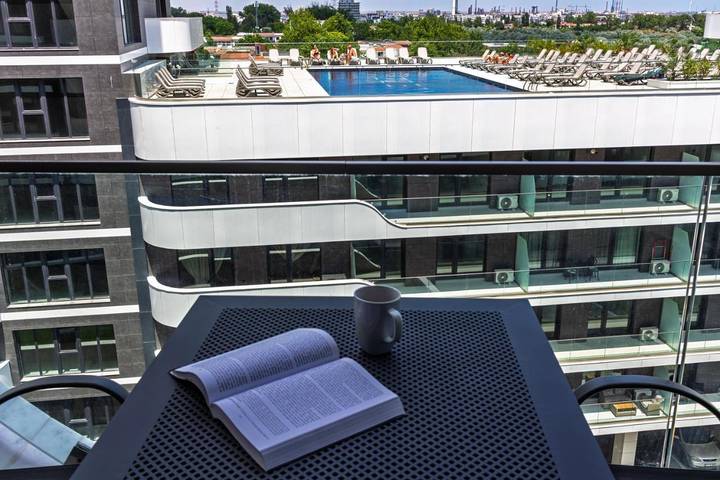 Appartement de vacances pour 4 personnes, avec sauna et balcon ainsi que jacuzzi et piscine