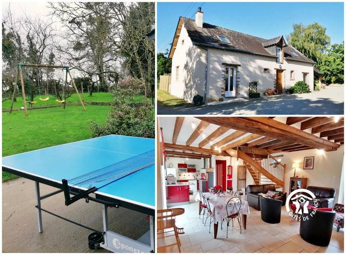 Gîte pour 8 personnes, avec jardin et piscine à Marigné-Peuton