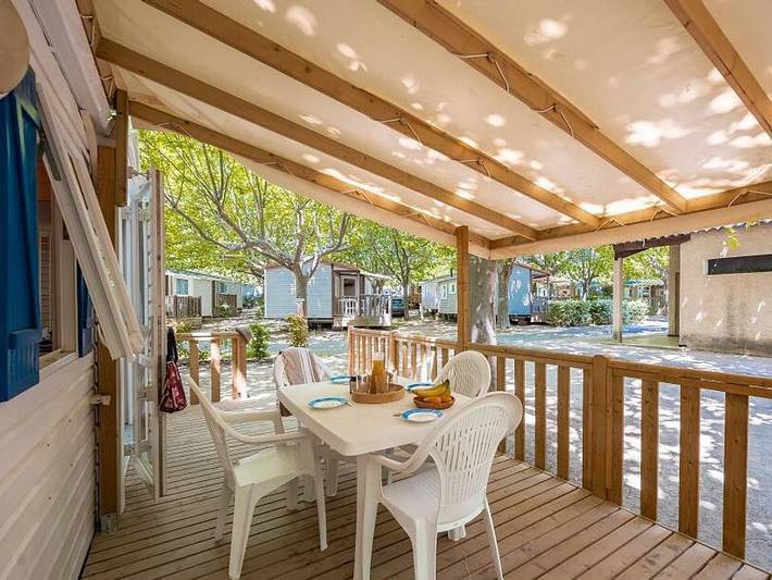Camping Le Pansard - Mobilheim 6 personen - Mobilheim | Classic | 3 Schlafz. | 6 Pers. | Erhöhte Terrasse | Klima. in La Londe-les-Maures, Mittelmeerküste (Frankreich)