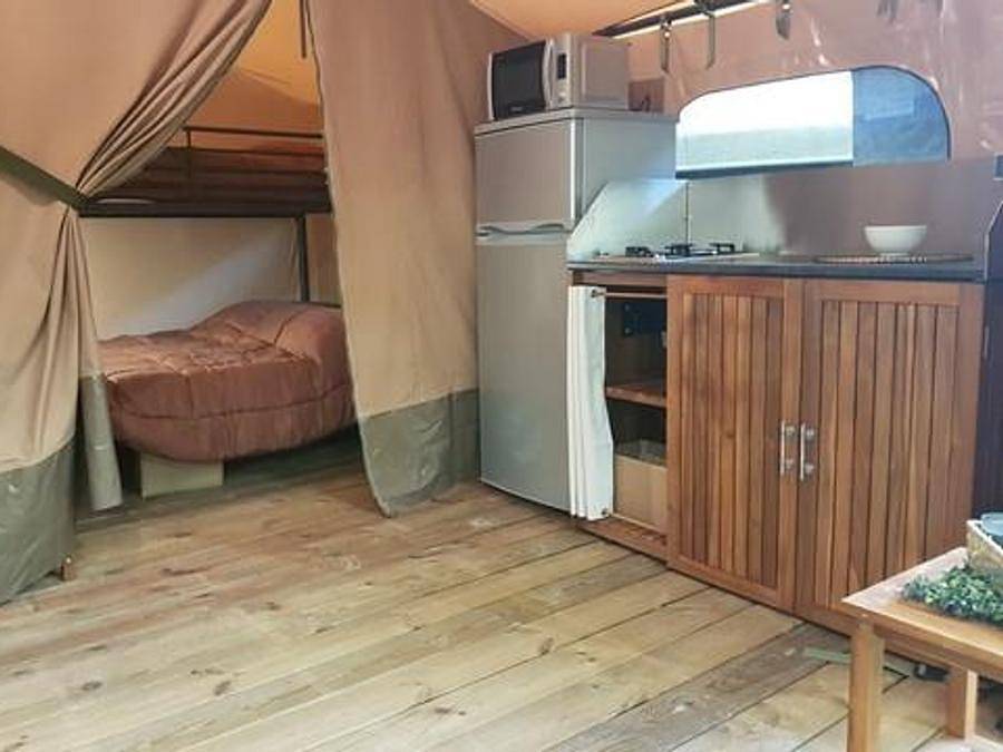 Camping La Sole - Wohnzelt auz holz 5 personen - Victoria Ohne Sanitäre Einrichtungen in Puybrun, Lot