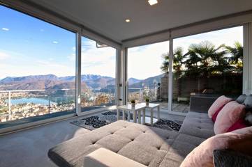 Ferienhaus für 5 Personen, mit Seeblick und Garten sowie Ausblick am Luganersee