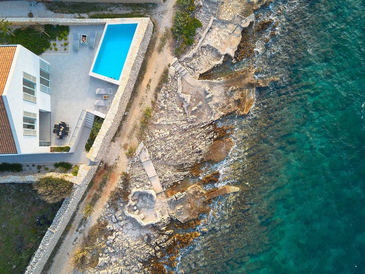 Luxury Seafront Villa Casa Familija Brac with Pool in Supetar, Brac