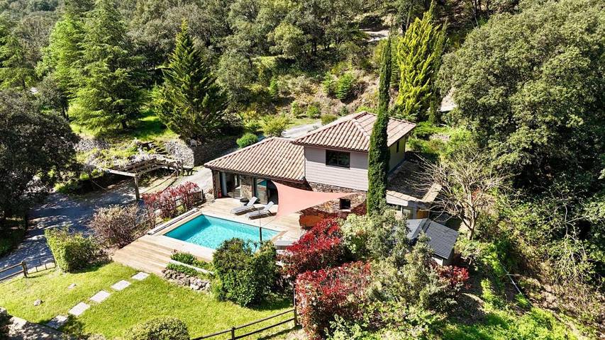 Location de vacances pour 6 personnes, avec piscine ainsi que vue et jardin, animaux acceptés à Saint-André-de-Majencoules