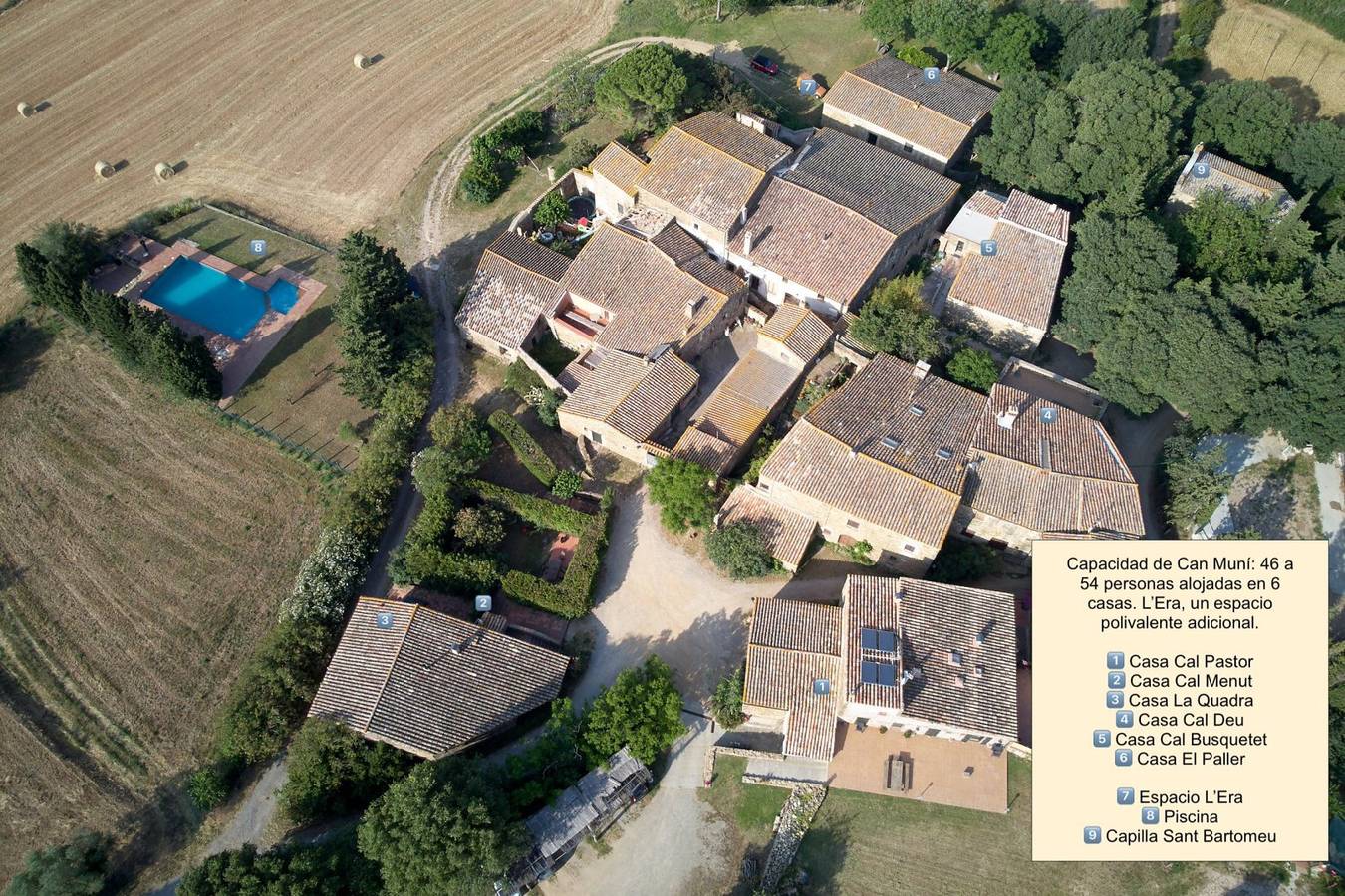 Can Muní, un hameau avec 6 gîtes pour 46 à 54 personnes in Vilopriu, Bas-Ampurdan