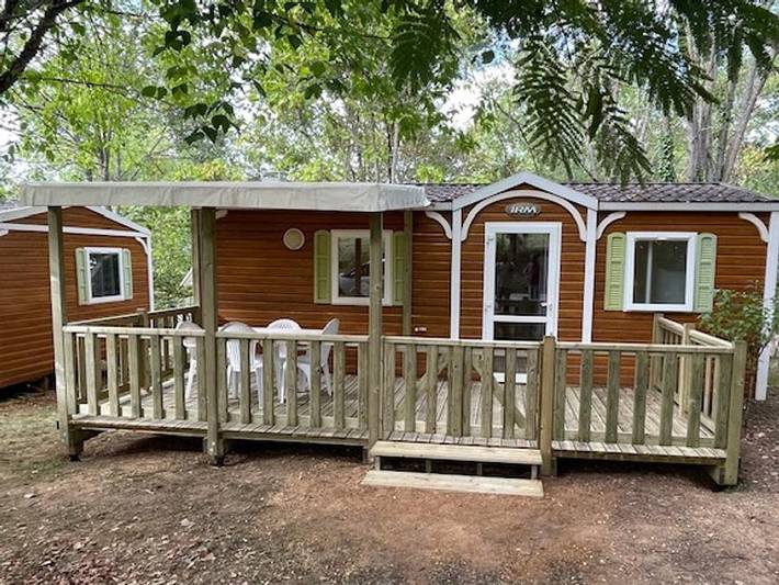 Camping Le Convivial - Mobilheim 4 personen - klimatisiert mit halbüberdachter Terrasse in Nabirat, Périgord Noir