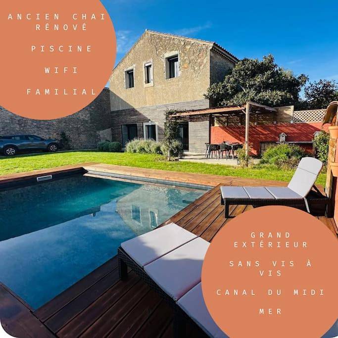 Location de vacances pour 8 personnes, avec Terrasse et Jardin ainsi que Piscine et Vue à Paraza
