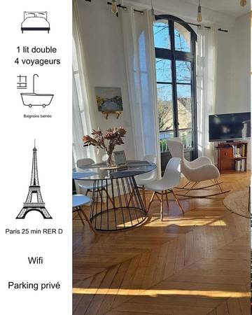 Gîte pour 4 personnes, avec jacuzzi et jardin à Crosne