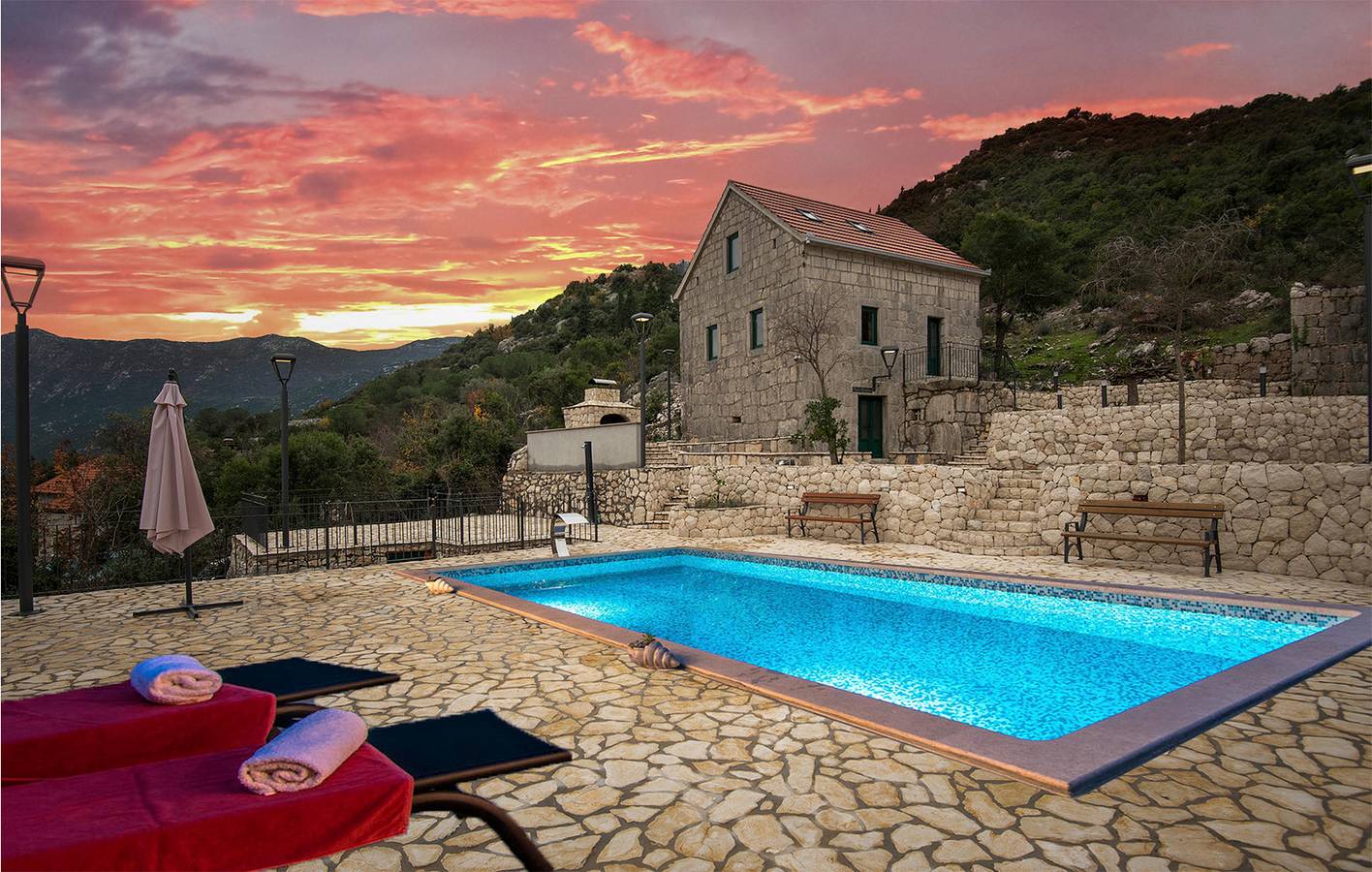 Gemütliche 2-Zimmer-Wohnung mit Pool, Garage und WLAN in der Nähe des Stadtzentrums von Vrgorac in Makarska Riviera