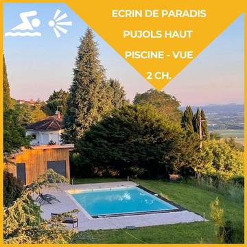 Gîte pour 4 personnes, avec vue ainsi que piscine et jardin à Pujols