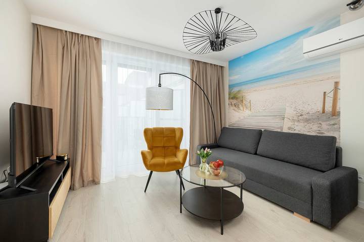 Apartament wakacyjny dla 4 osób, z Widok na ocean i Ogród w Niechorze