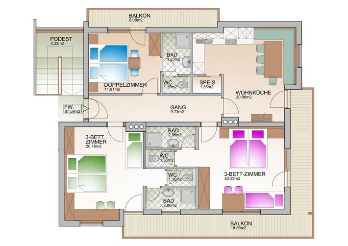 Ganze Wohnung, Apartment „Gästehaus Christoph“ mit Bergblick, Balkon und Wlan in Tuxer Alpen, Ried im Zillertal