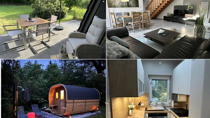 Ferienhaus für 4 Personen, mit Garten und Sauna sowie Terrasse