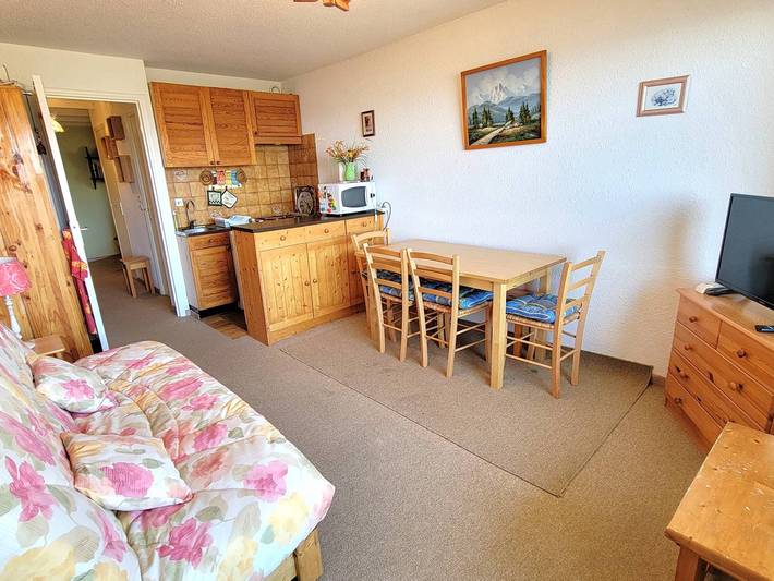 Ganzes Studio, Helles Studio für 4/5 Personen, Südbalkon, Zentrum, TV, getrennte Schlafbereiche, keine Haustiere in Saint-Michel-de-Chaillol, Nationalpark Écrins