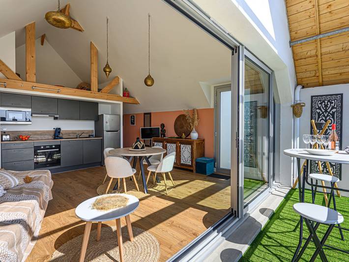 Appartement de vacances pour 5 personnes, avec Balcon ainsi que Terrasse et Jardin