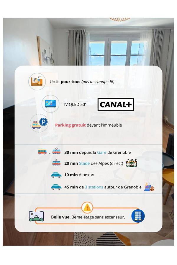 Gîte pour 6 personnes, avec balcon et vue à Seyssinet-Pariset - 2