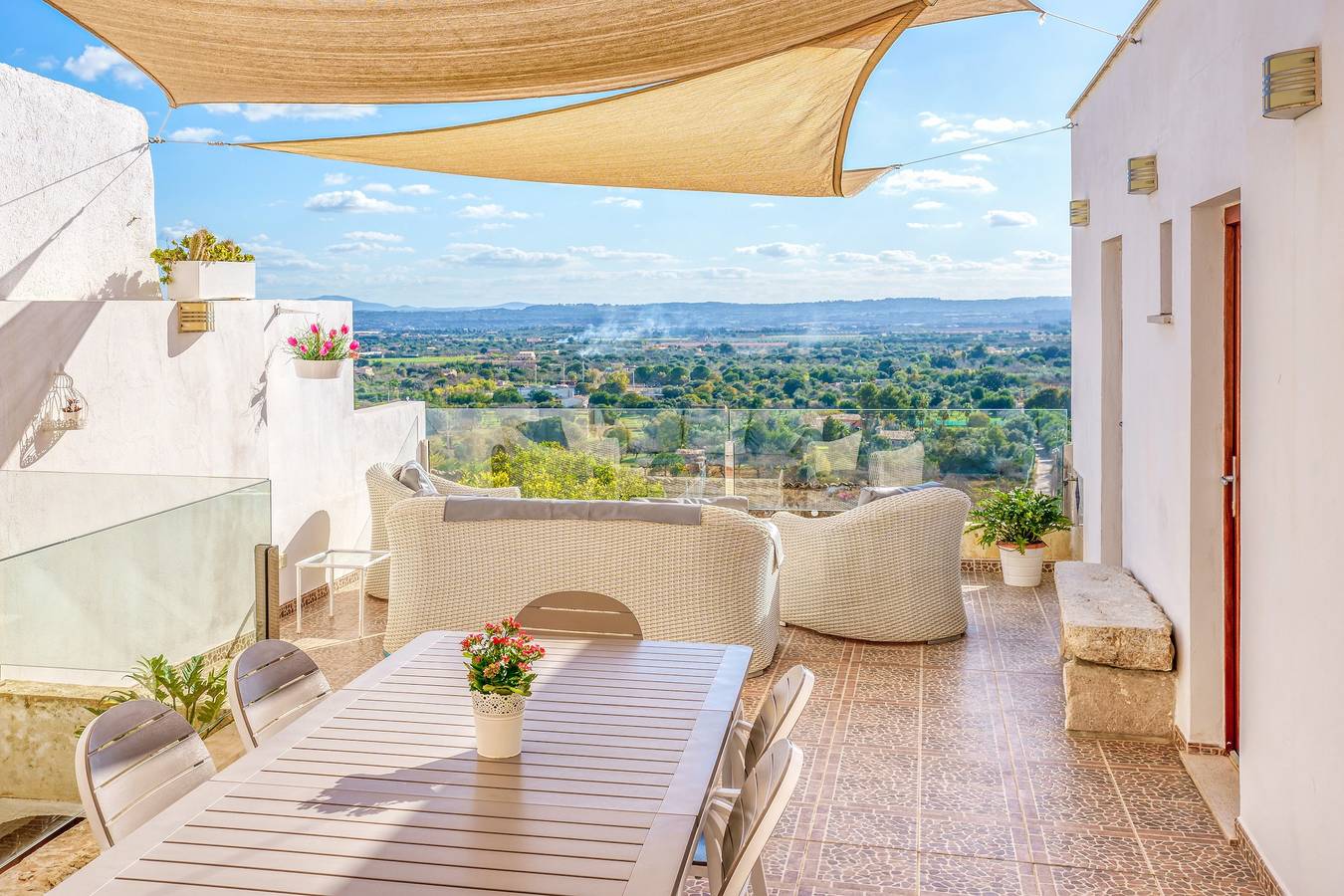 Casa del Sol mit Meerblick, Wlan, Pool, Balkon, Terrasse; Parken auf der Straße in Búger, Mallorca Inselmitte