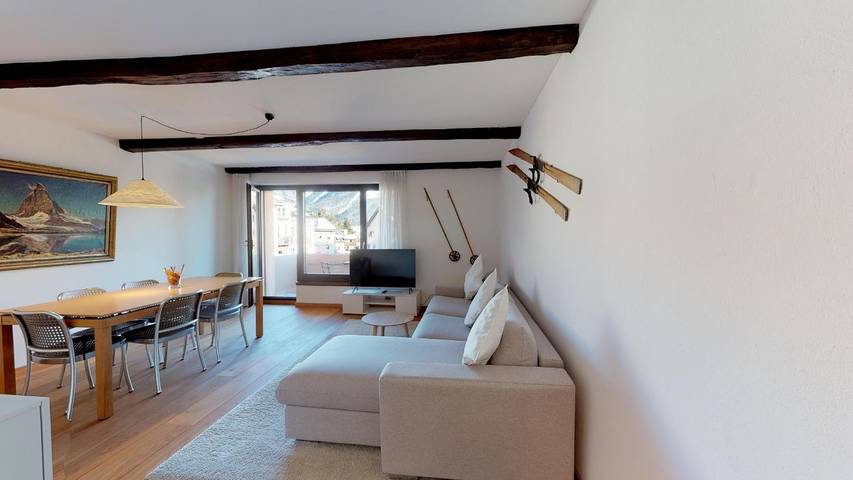 Ferienwohnung für 3 Personen, mit Balkon und Ausblick in Samedan