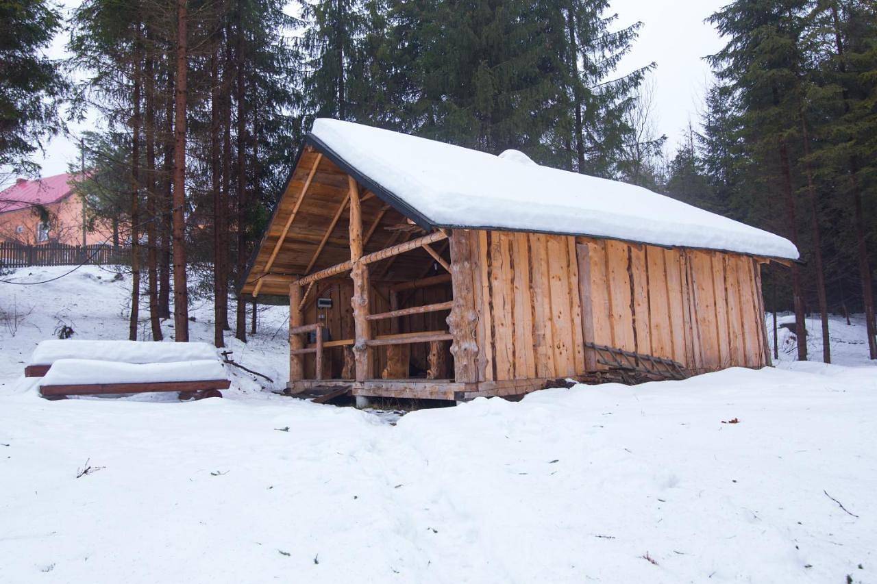 Szałas, miejsce na biesiadę lub wypoczynek w lesie in Istebna, Karpaty (Polska)