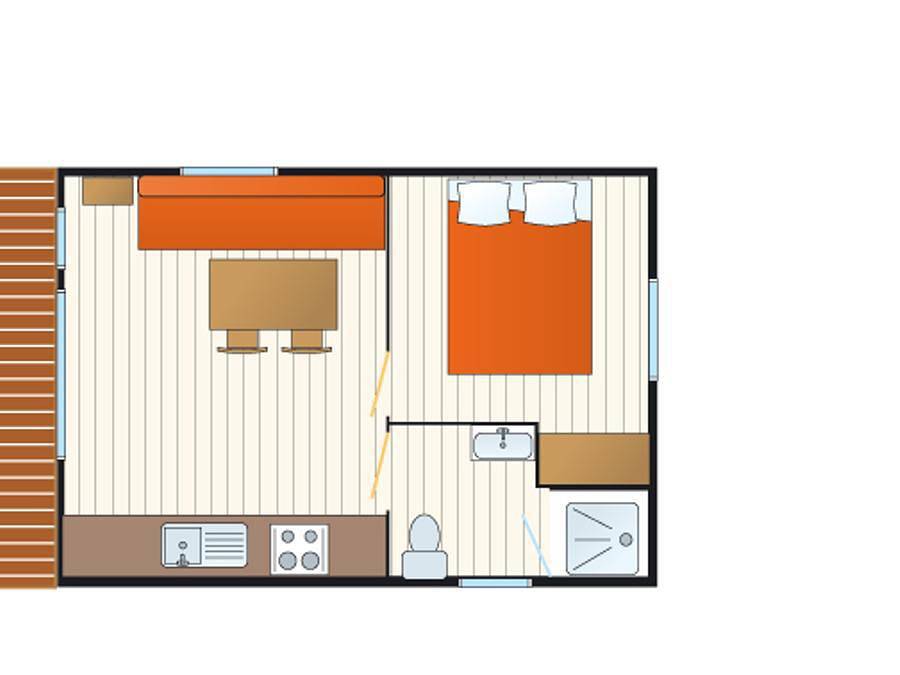 Camping Tahiti Village - Mobilhome 2 personnes - Mobilhome Adriatique - 20m² - 1 chambre in Saint-Palais-sur-Mer, Côte de Beauté