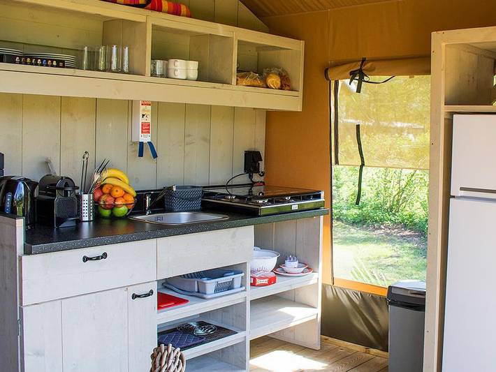 Camping Sunêlia La Presqu'île - Safarizelt 6 personen - Zelt Lodge Prestige Plus - 2 Zimmer - 1Sdb - 35m² in Prunières, Nationalpark Écrins