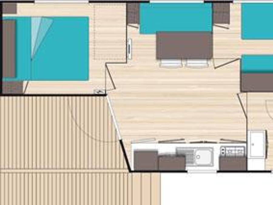 Camping Lou Rouchetou - Mobilhome 4 personnes - Confort Climatisation 28m² - 2 Ch in Les Vans, Parc national des Cévennes