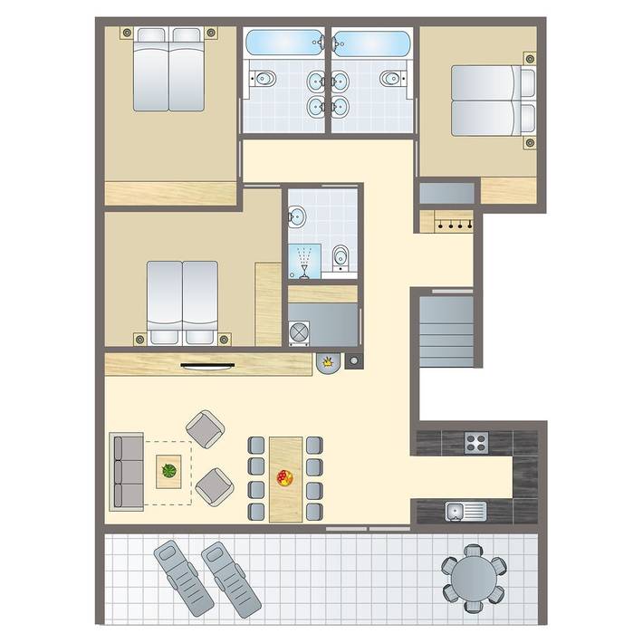 Bungalow für 8 Personen, mit Balkon/Terrasse und Balkon - 1