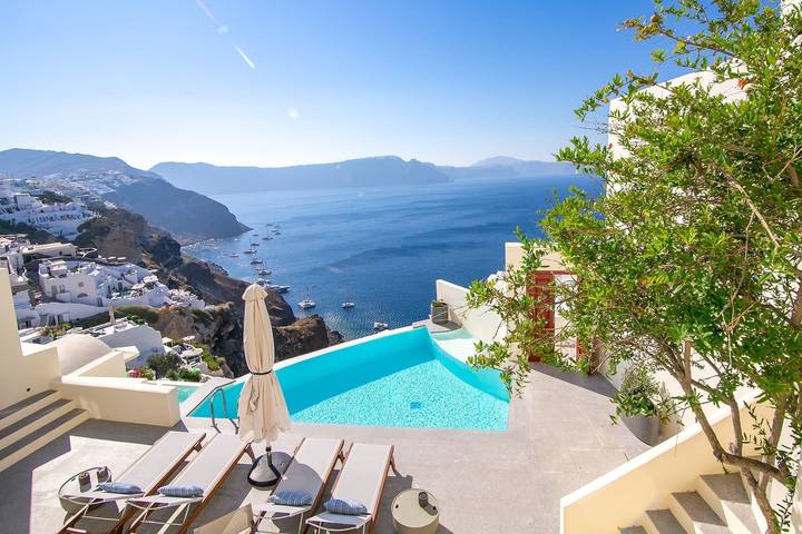 Casa de férias para 4 pessoas, com Jacuzzi e Terraço em Oia