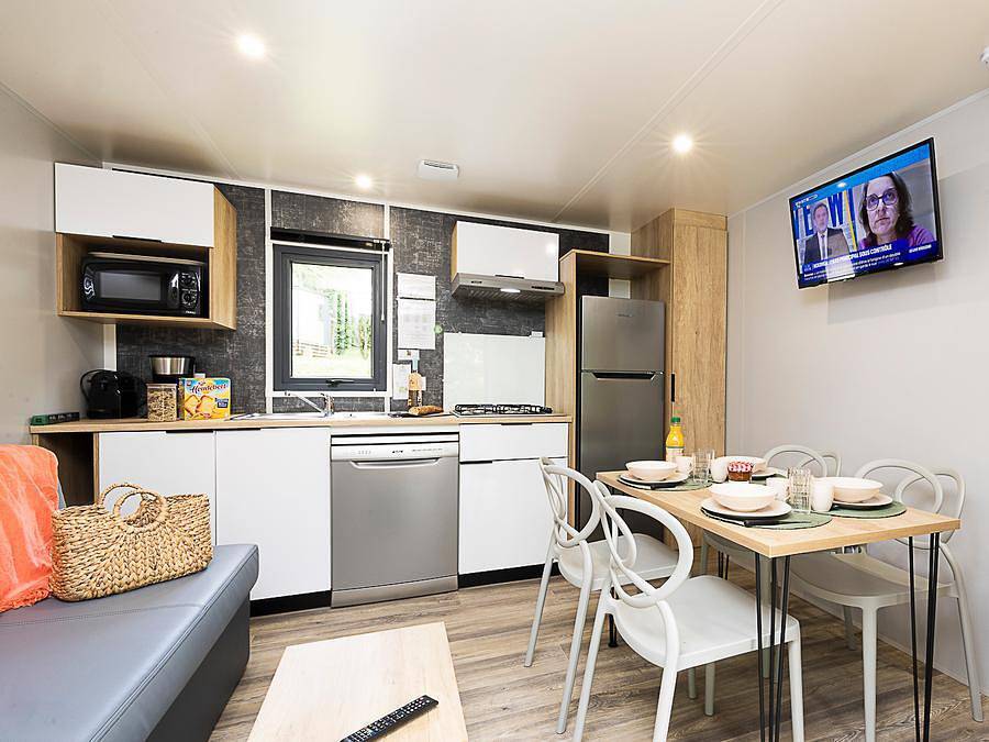 Camping Sites et Paysages - Les Hirondelles  - Mobilheim 6 personen - Premium Lacave - 2 Zi - Tv - Klimaanlage - Lv - 2 Bäder in Loupiac (Lot), Quercy