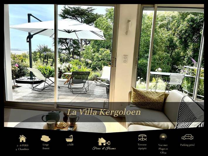 Location de vacances pour 8 personnes, avec Balcon et Terrasse ainsi que Jardin et Vue dans Port du Bas-Pouldu