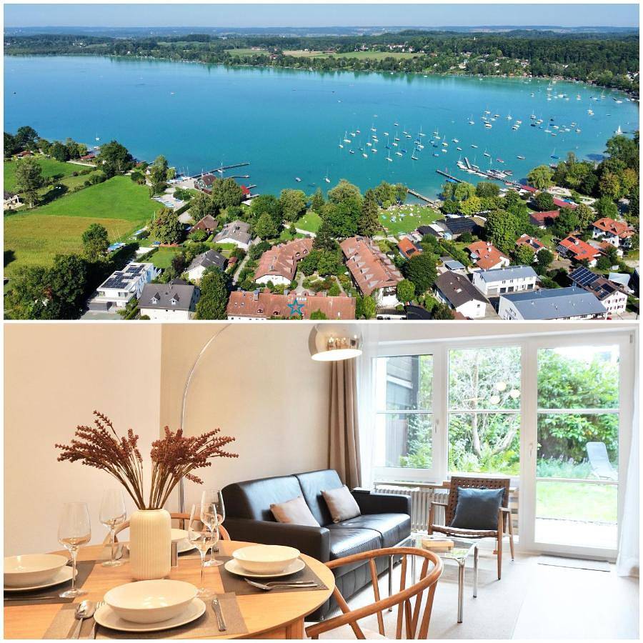 Ganze Wohnung, Design Studio am See mit Terrasse, Garten, 40m vom See - Snug Stays 2 in Wörthsee, Ammersee